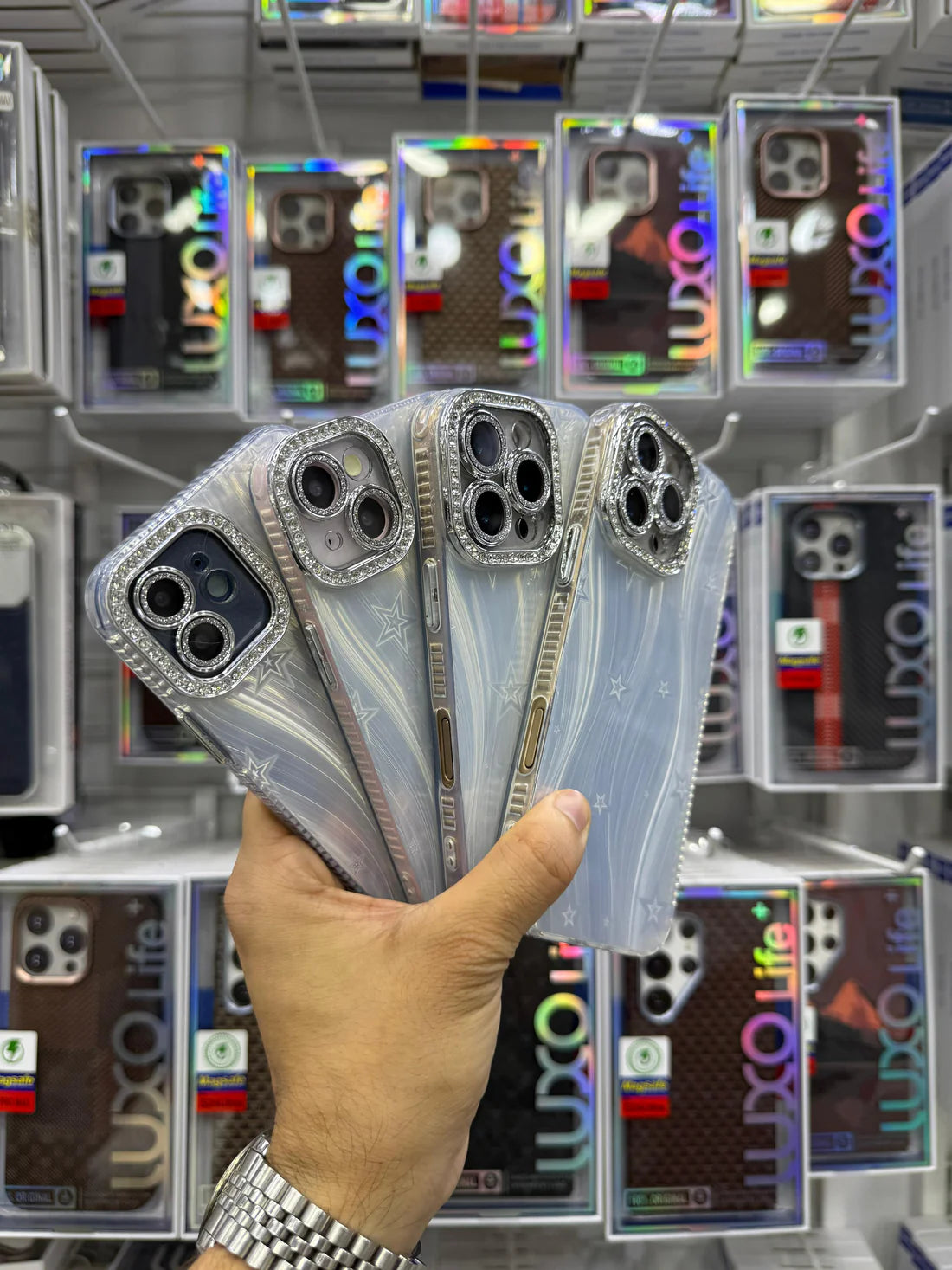 Star Shining Laser Case With Glitter Lens