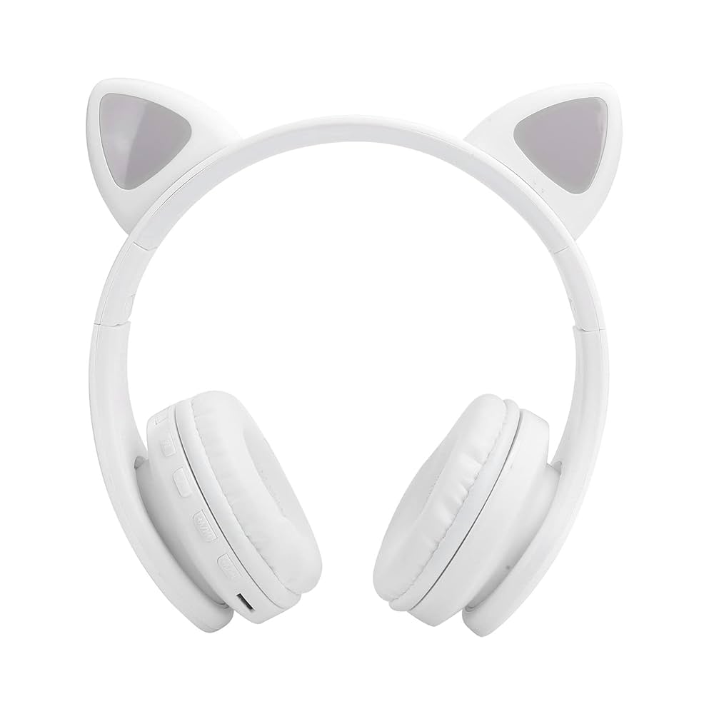 Cat Ear Headphones- Wireless Bluetooth Cat Ear Headphones with Microphone, LED Noise Reduction Cat Gaming Headset for Young People