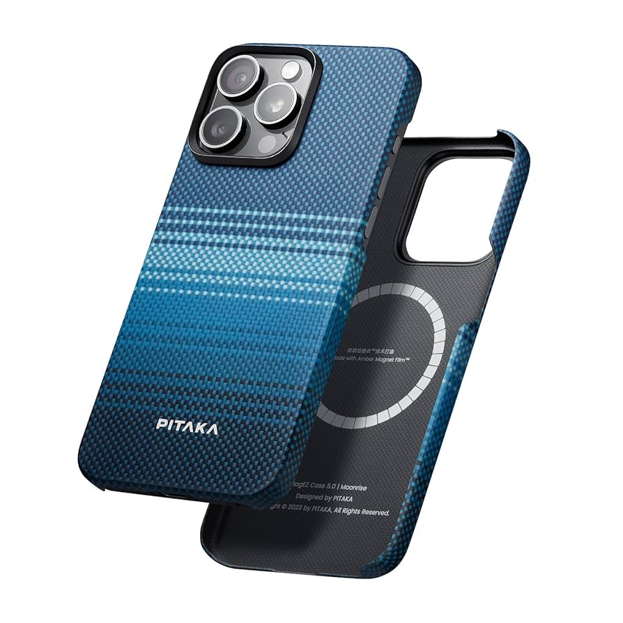 Pitaka Moonrise Carbon Fiber Case – Slim & Durable Back Cover For iPhone (Blue)