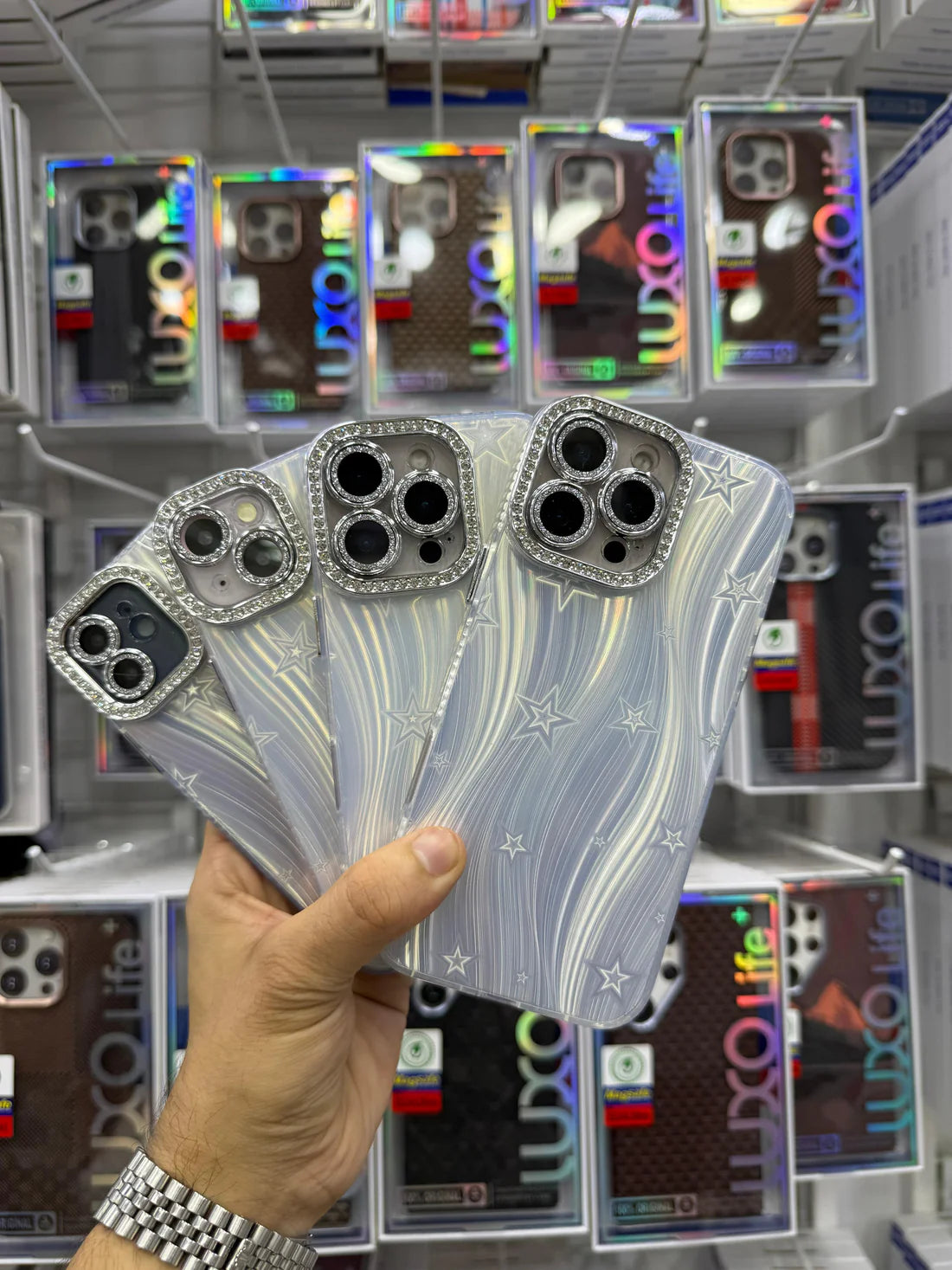 Star Shining Laser Case With Glitter Lens